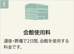 会館使用料
通夜・葬儀で2日間、会館を使用する料金です。